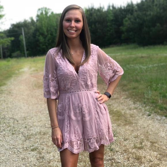 Pants - Mauve lace romper NEW